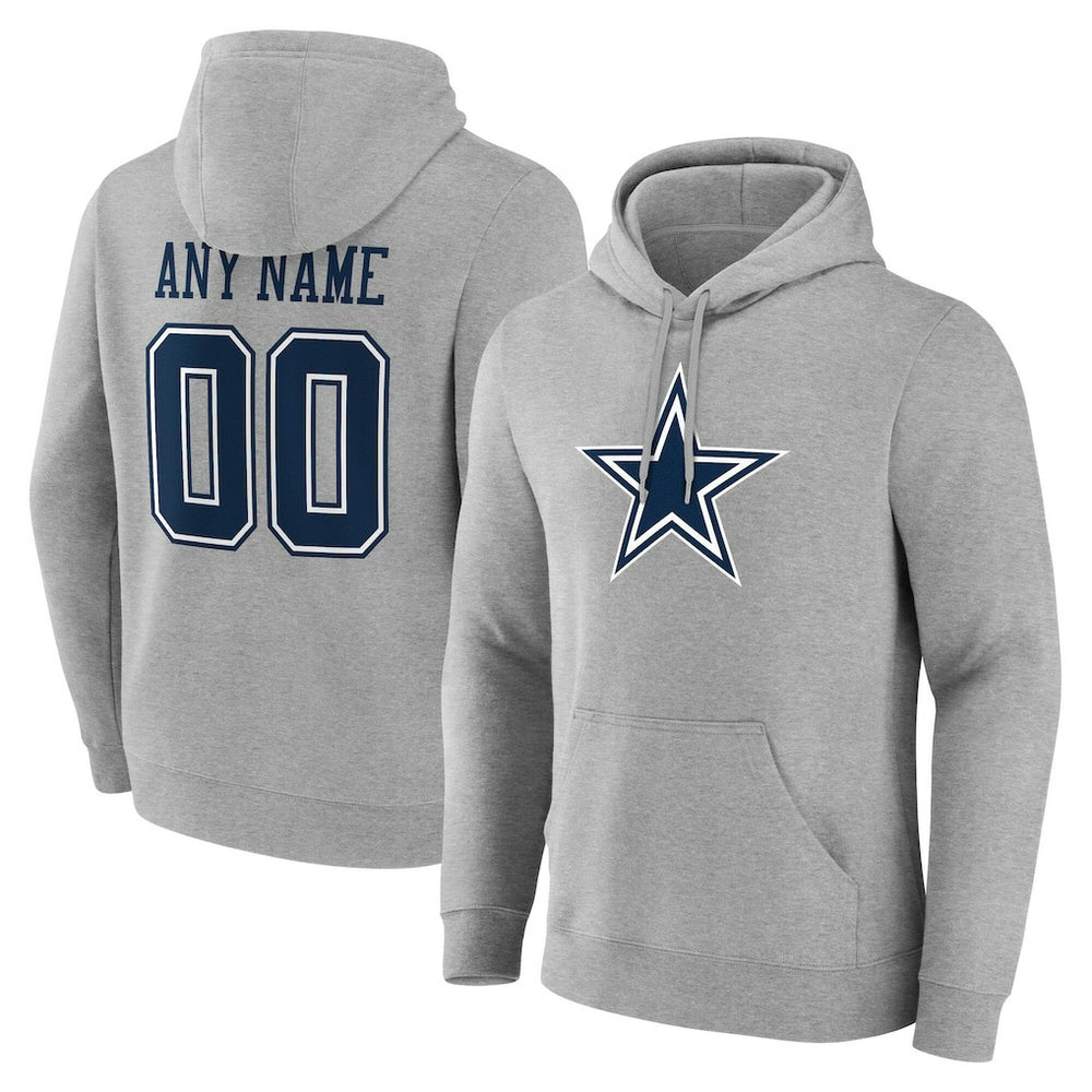 Dallas Cowboys Team Authentic Personalized Name & Number Hoodie - Gray - NFL
