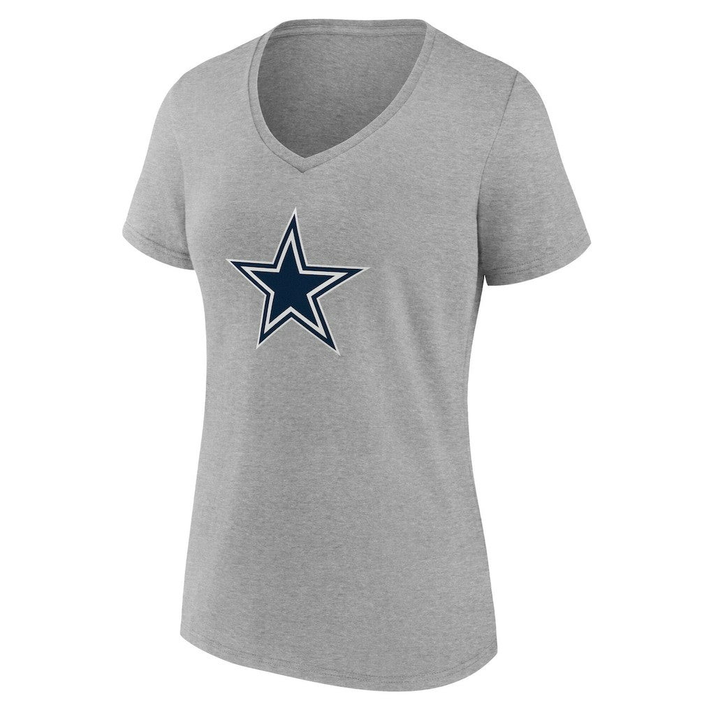 Dallas Cowboys Women's Team Authentic Personalized Name & Number V-Neck T-Shirt - Gray - NFL