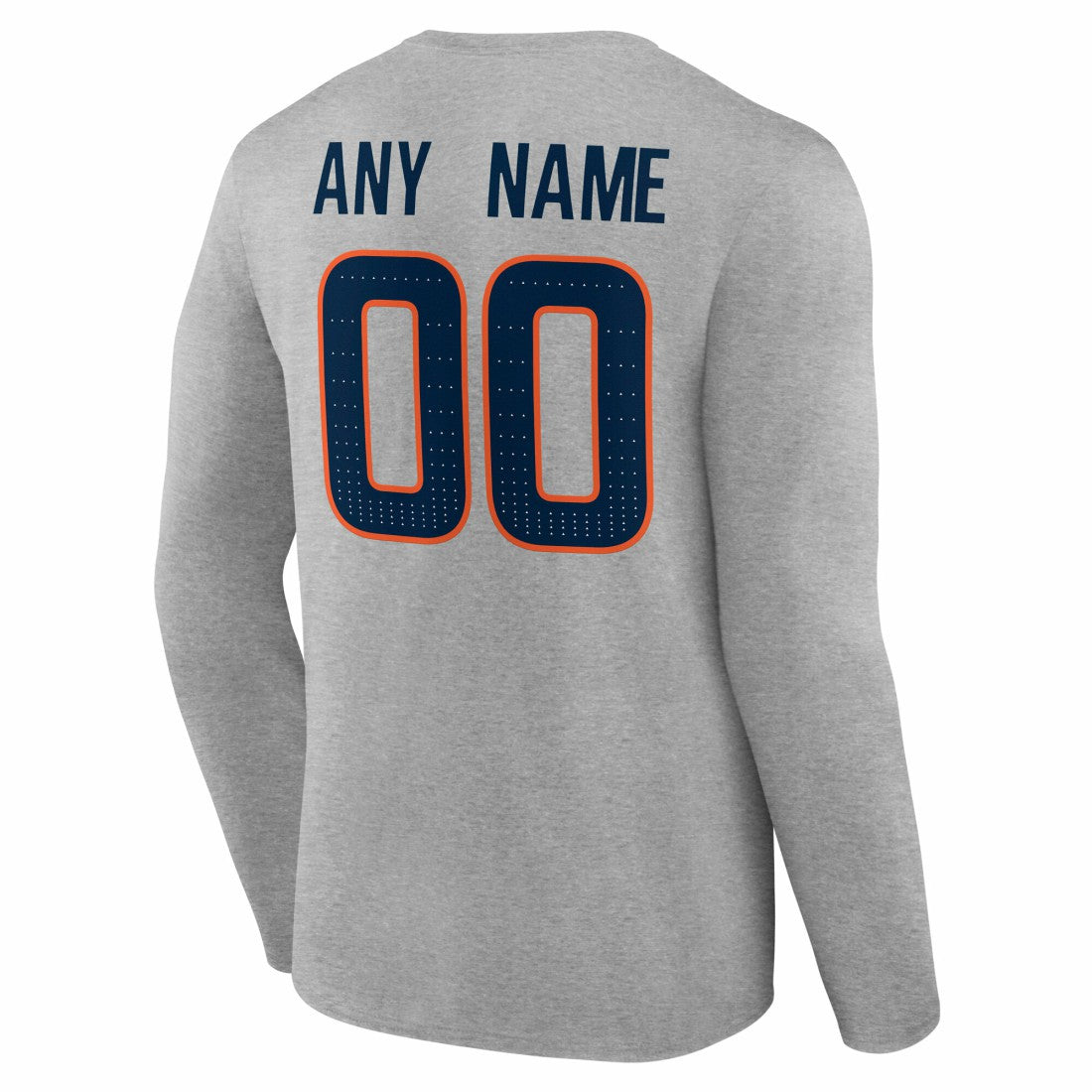 Denver Broncos Team Authentic Personalized Name & Number Long Sleeve T-Shirt - Gray - NFL