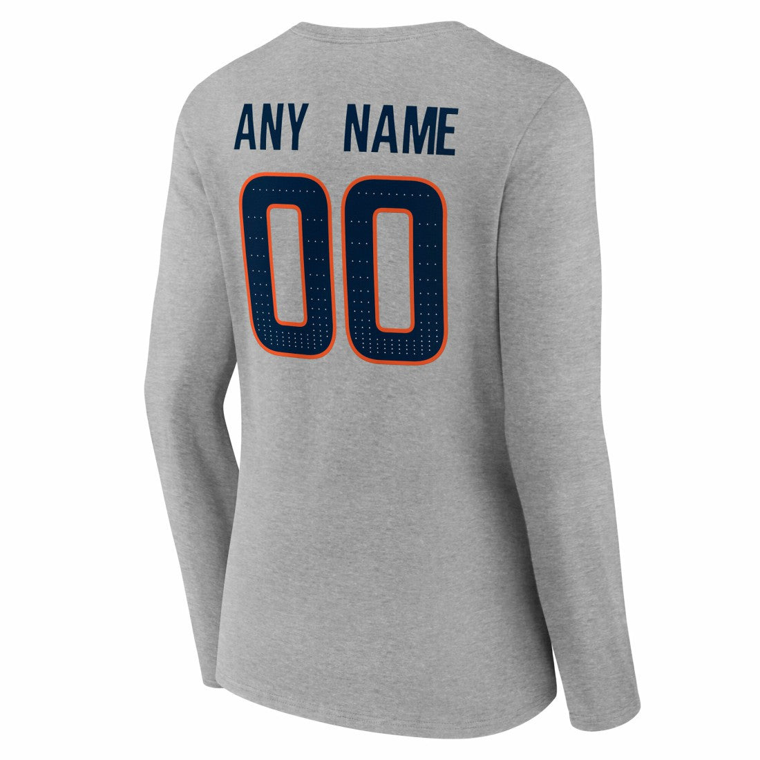 Denver Broncos Women's Team Authentic Personalized Name & Number Long Sleeve V-Neck T-Shirt - Gray - NFL