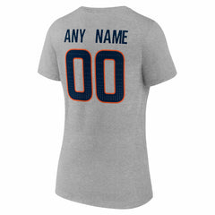 Denver Broncos Women's Team Authentic Personalized Name & Number V-Neck T-Shirt - Gray - NFL