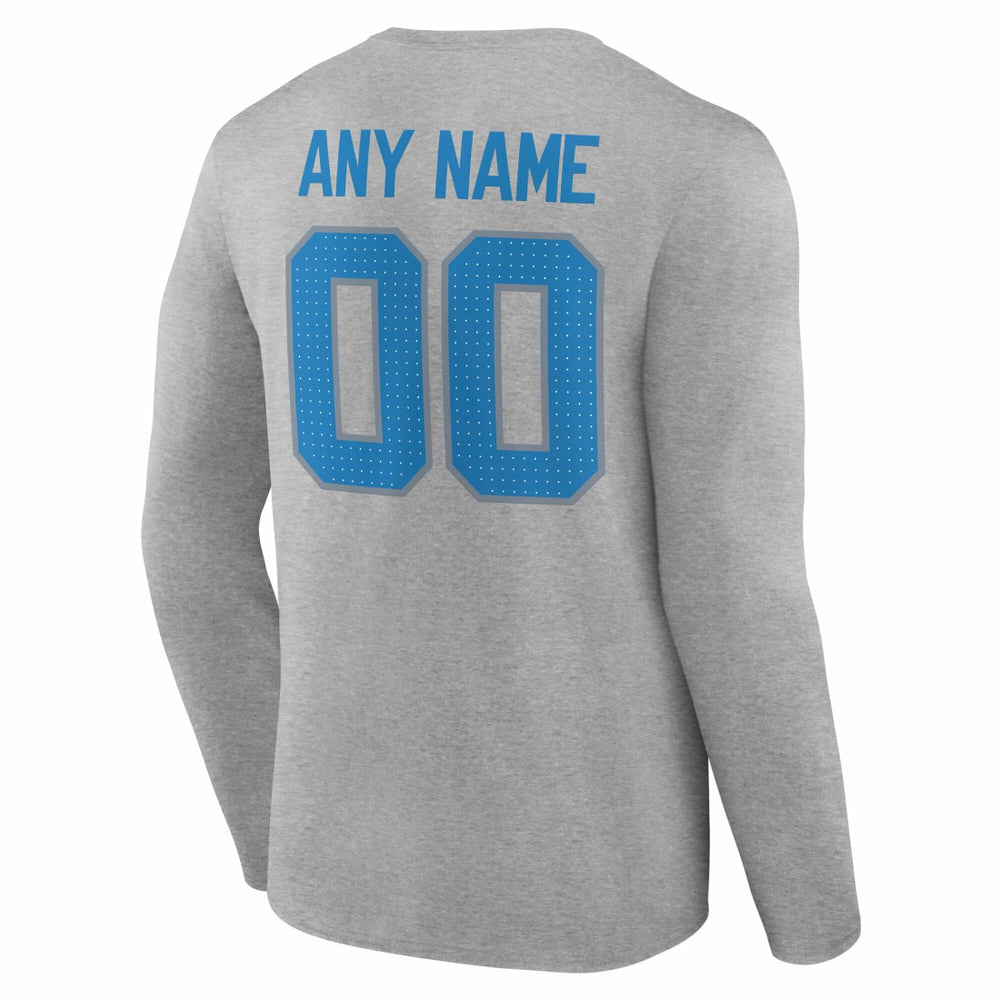 Detroit Lions Team Authentic Personalized Name & Number Long Sleeve T-Shirt - Gray - NFL