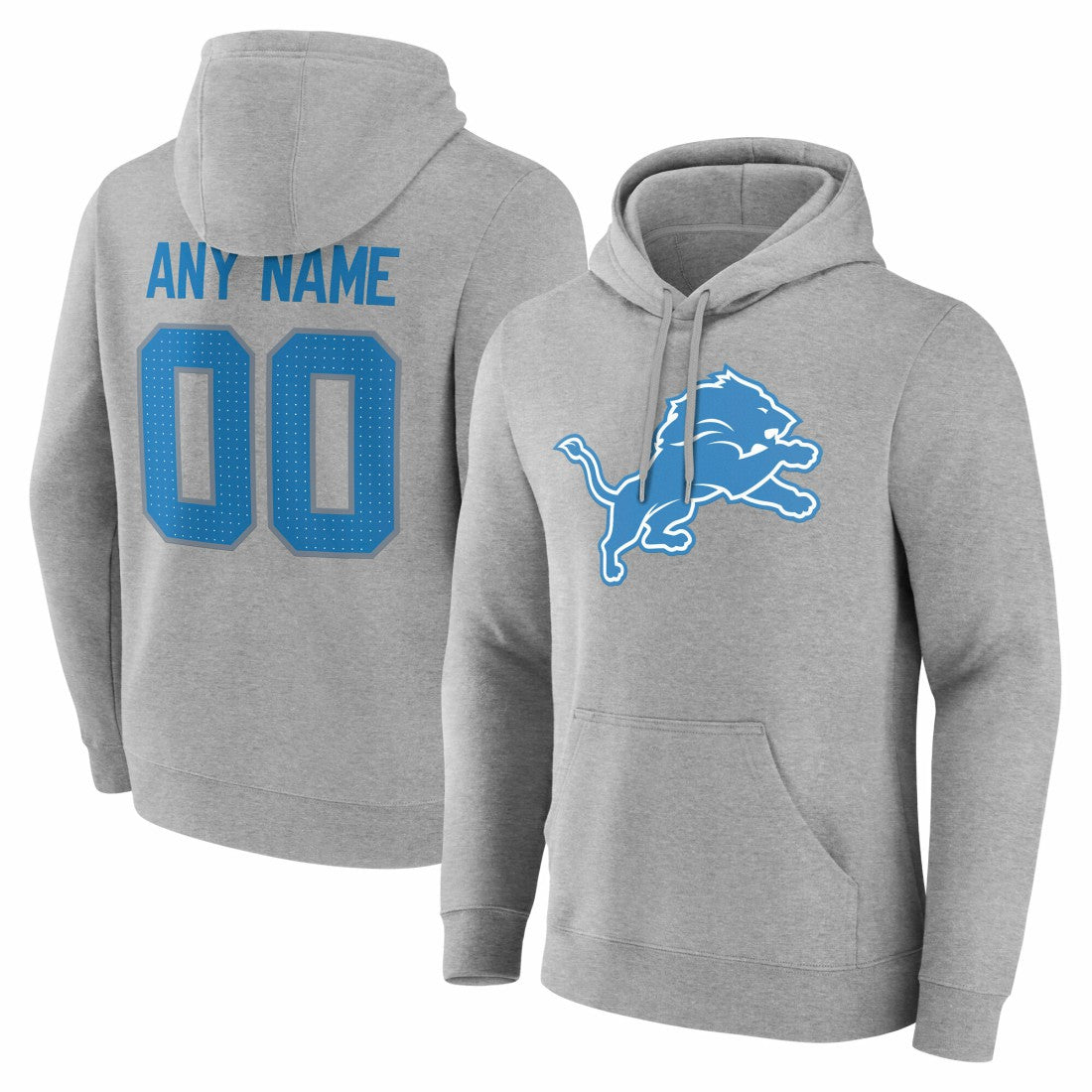 Detroit Lions Team Authentic Personalized Name & Number Hoodie - Gray - NFL