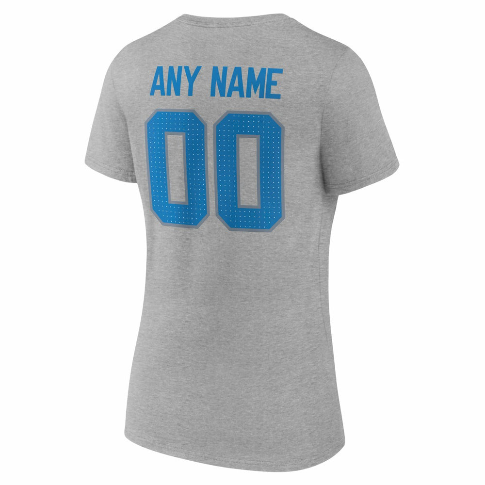 Detroit Lions Women's Team Authentic Personalized Name & Number V-Neck T-Shirt - Gray - NFL