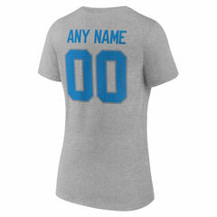Detroit Lions Women's Team Authentic Personalized Name & Number V-Neck T-Shirt - Gray - NFL