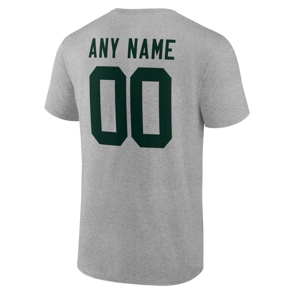 Green Bay Packers Team Authentic Personalized Name & Number T-Shirt - Gray - NFL