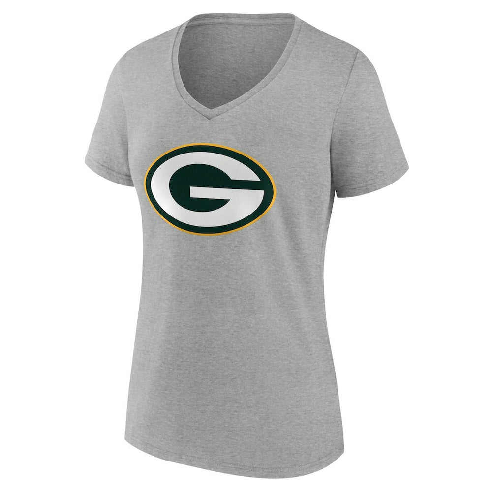 Green Bay Packers Women's Team Authentic Personalized Name & Number V-Neck T-Shirt - Gray - NFL