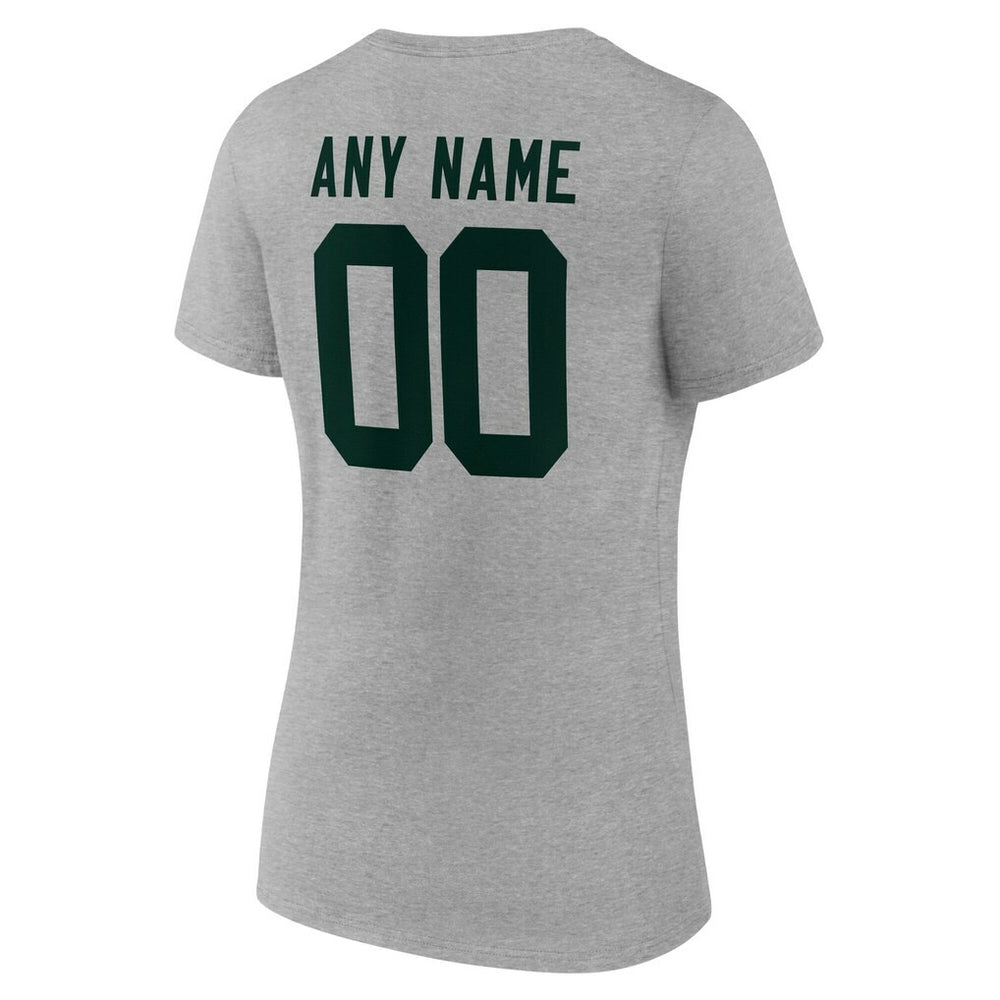 Green Bay Packers Women's Team Authentic Personalized Name & Number V-Neck T-Shirt - Gray - NFL