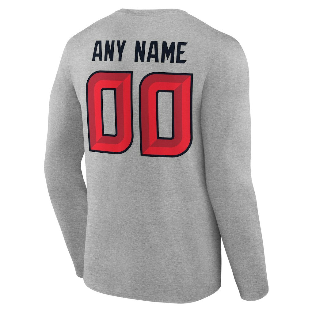 Houston Texans Team Authentic Personalized Name & Number Long Sleeve T-Shirt - Gray - NFL