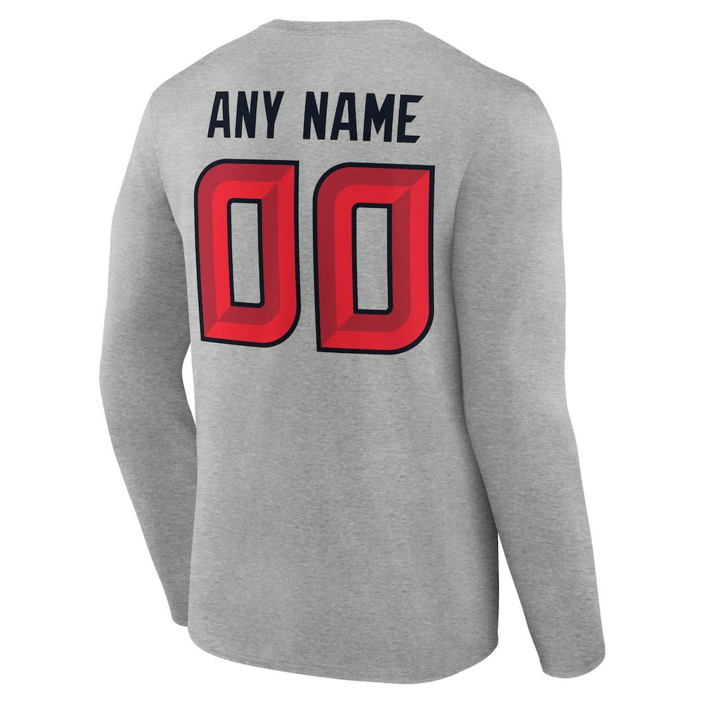 Houston Texans Team Authentic Personalized Name & Number Long Sleeve T-Shirt - Gray - NFL