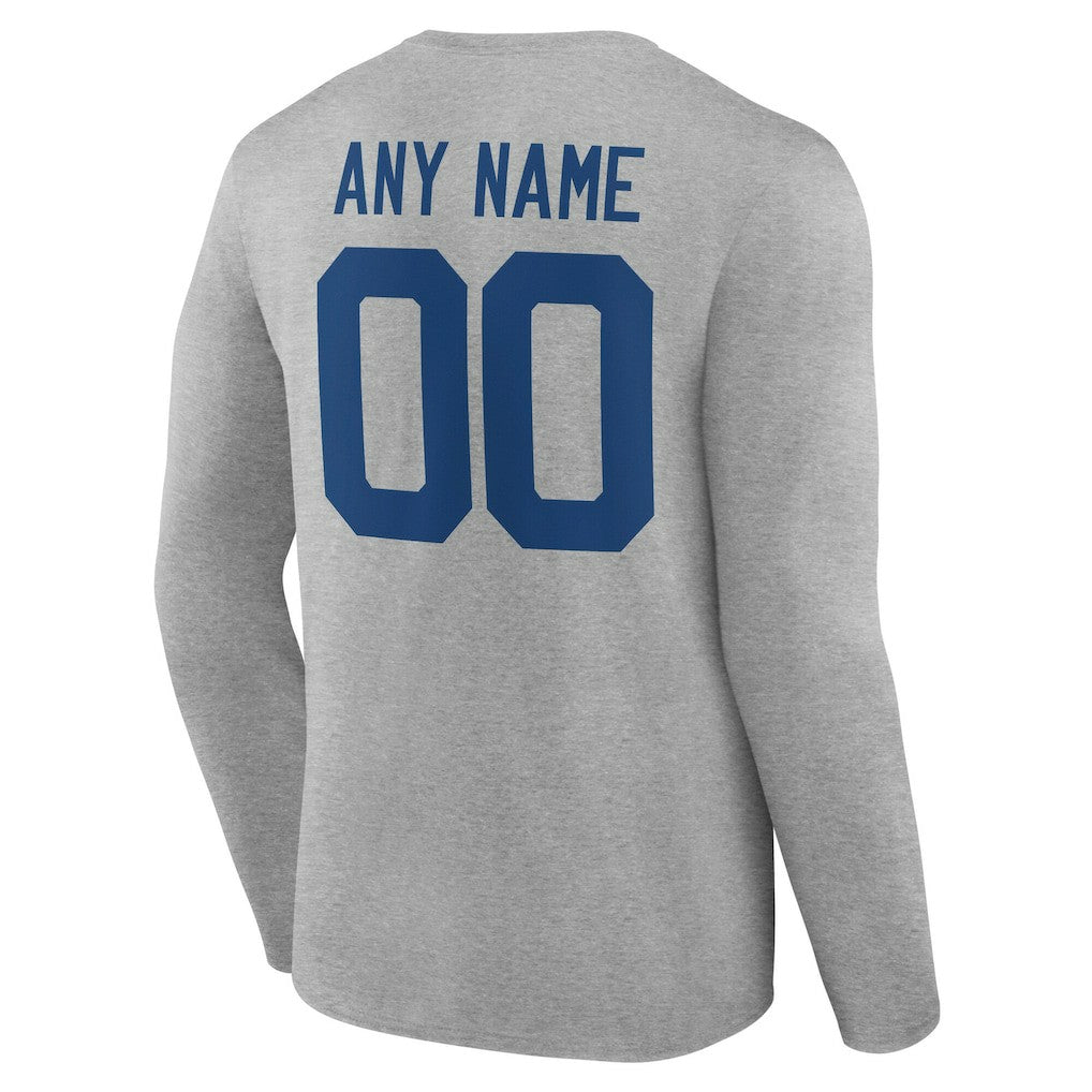 Indianapolis Colts Team Authentic Personalized Name & Number Long Sleeve T-Shirt - Gray - NFL