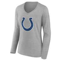 Indianapolis Colts Women's Team Authentic Personalized Name & Number Long Sleeve V-Neck T-Shirt - Gray - NFL