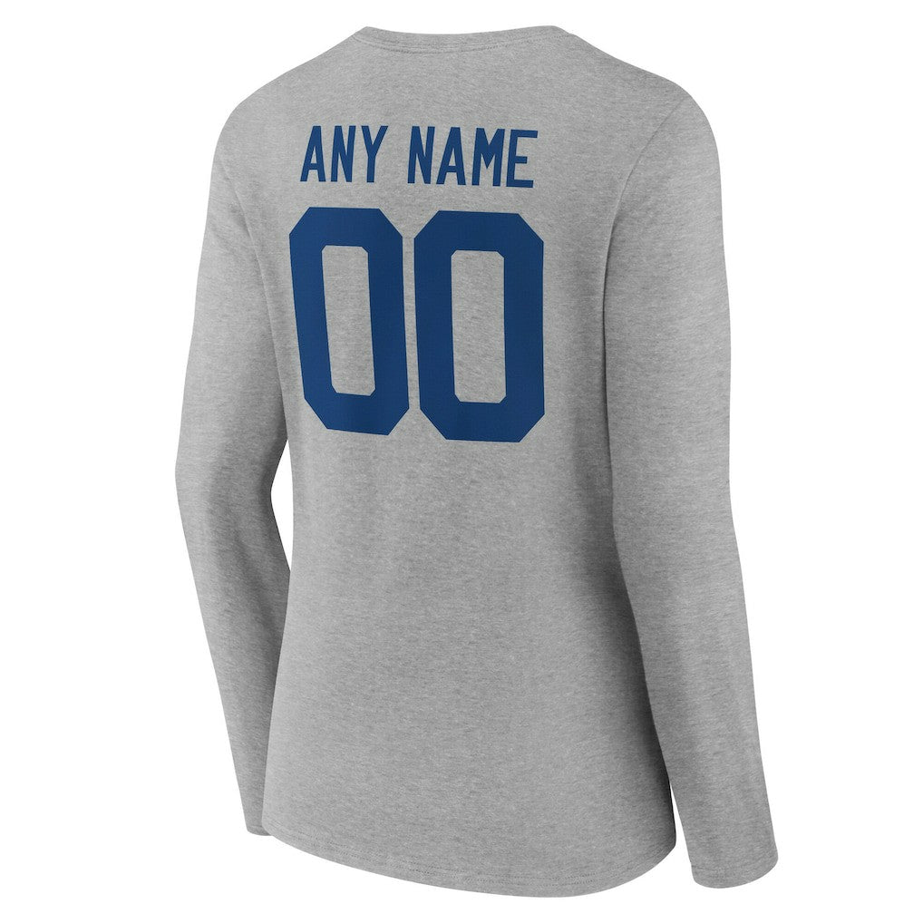 Indianapolis Colts Women's Team Authentic Personalized Name & Number Long Sleeve V-Neck T-Shirt - Gray - NFL