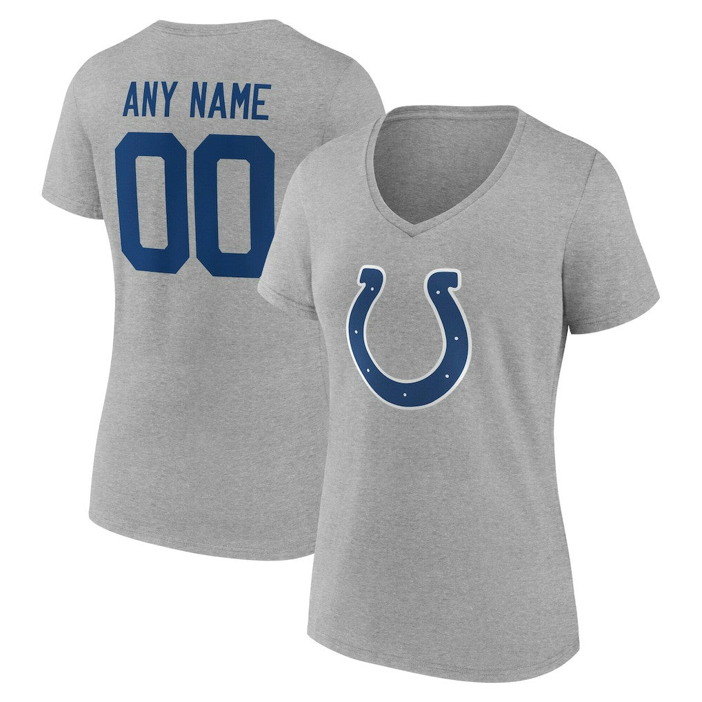 Indianapolis Colts Women's Team Authentic Personalized Name & Number V-Neck T-Shirt - Gray - NFL