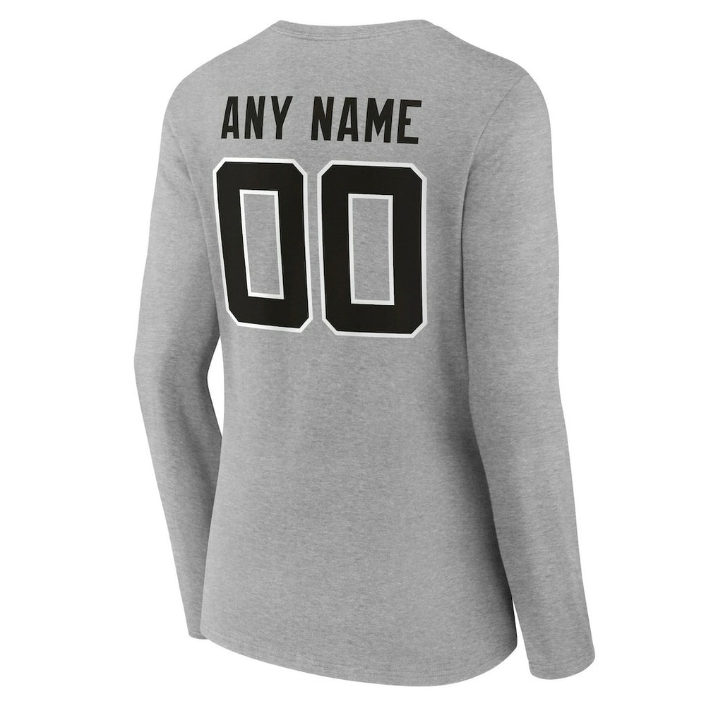 Jacksonville Jaguars Women's Team Authentic Personalized Name & Number Long Sleeve V-Neck T-Shirt - Gray - NFL
