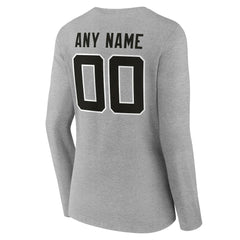 Jacksonville Jaguars Women's Team Authentic Personalized Name & Number Long Sleeve V-Neck T-Shirt - Gray - NFL