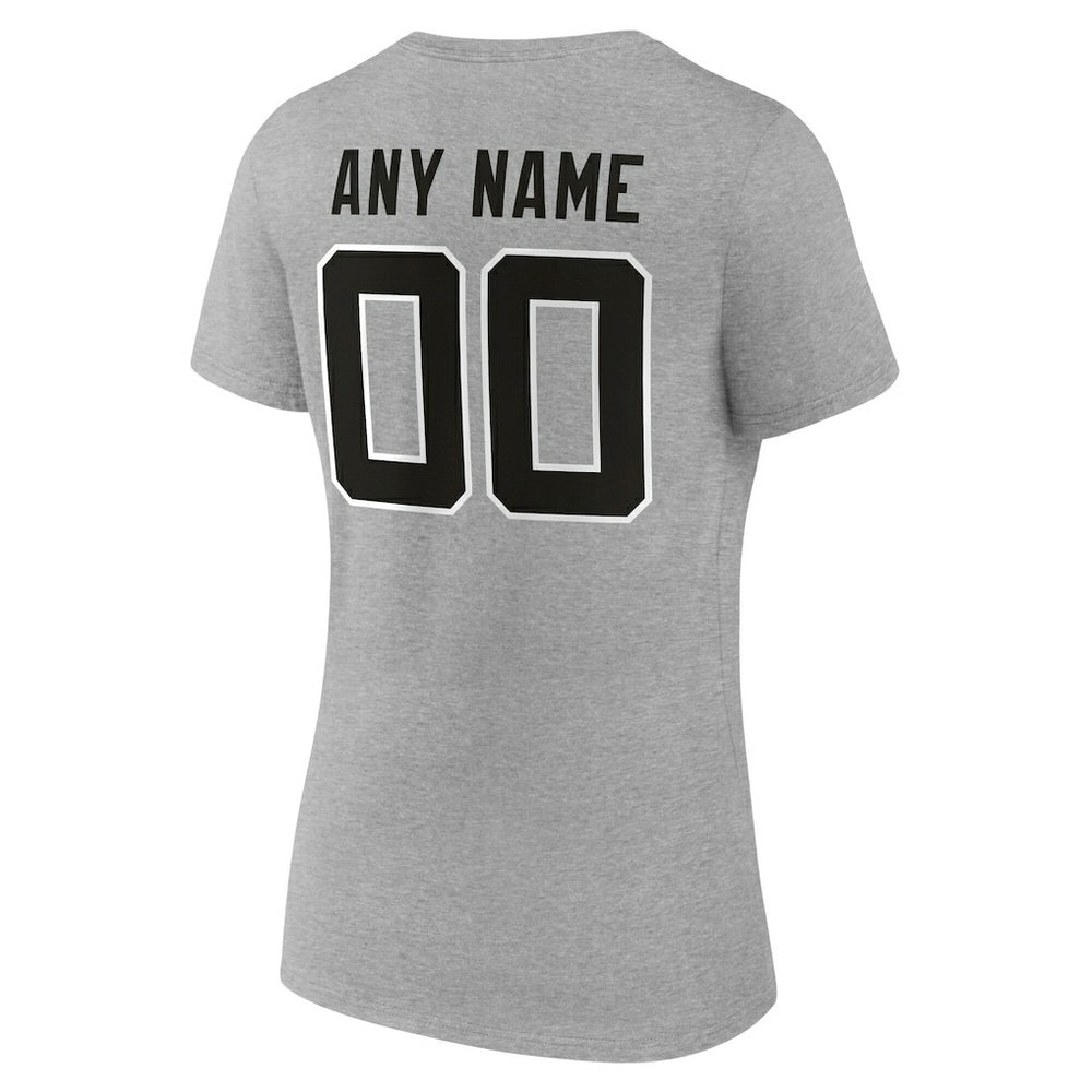 Jacksonville Jaguars Women's Team Authentic Personalized Name & Number V-Neck T-Shirt - Gray - NFL