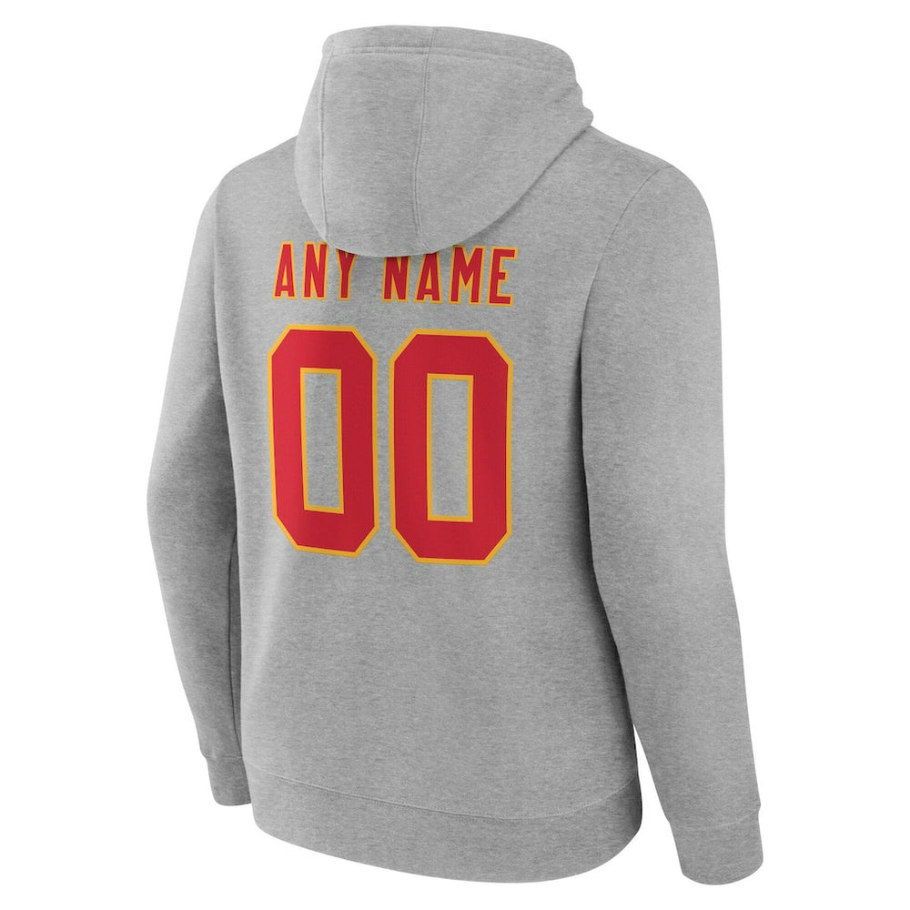 Kansas City Chiefs Team Authentic Personalized Name & Number Hoodie - Gray - NFL