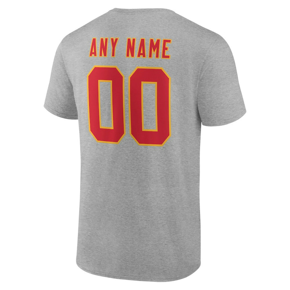 Kansas City Chiefs Team Authentic Personalized Name & Number T-Shirt - Gray - NFL