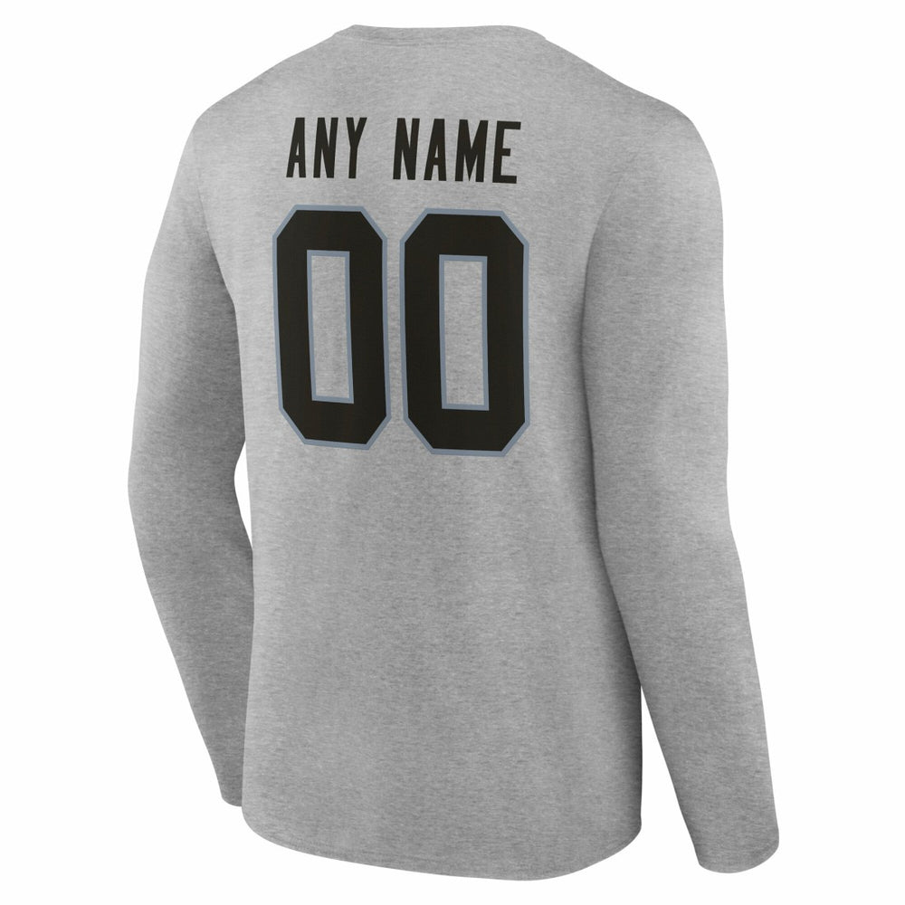 Las Vegas Raiders Team Authentic Personalized Name & Number Long Sleeve T-Shirt - Gray - NFL