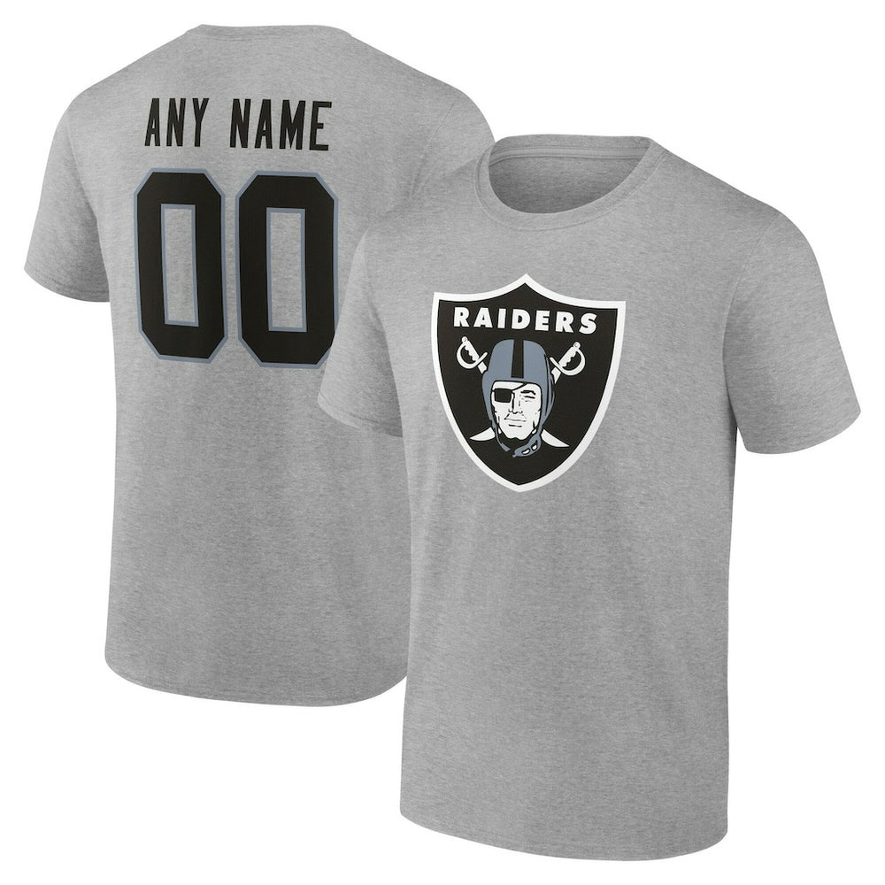 Las Vegas Raiders Team Authentic Personalized Name & Number T-Shirt - Gray - NFL