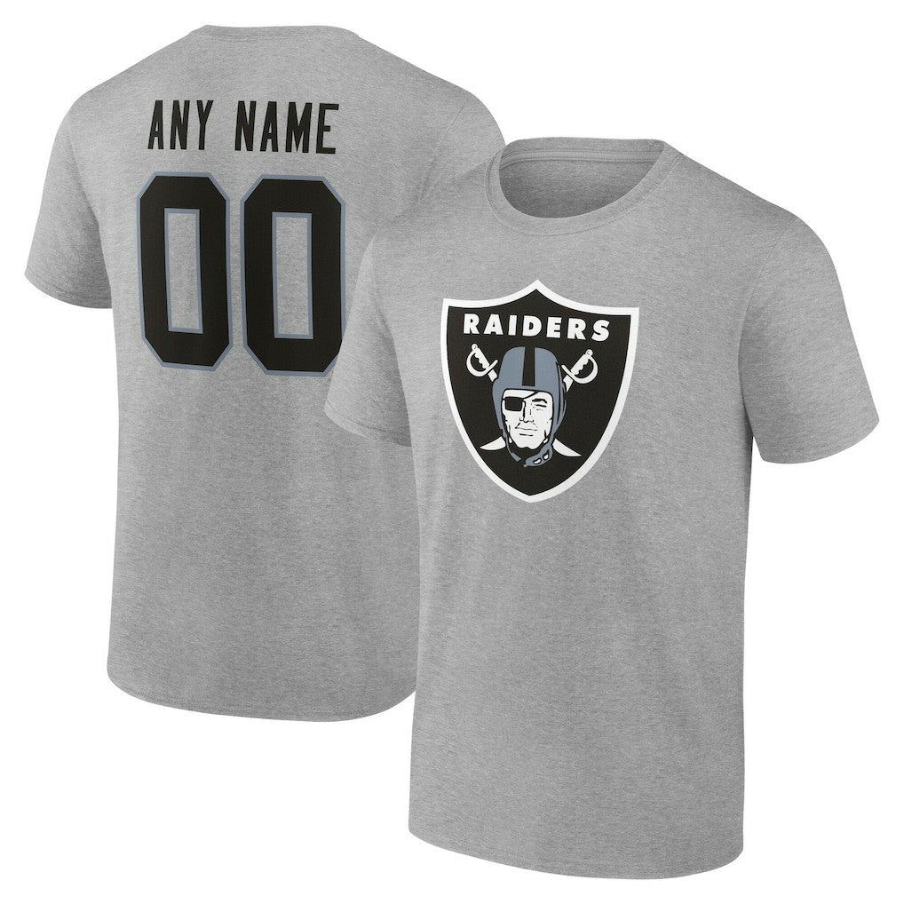 Las Vegas Raiders Team Authentic Personalized Name & Number T-Shirt - Gray - NFL