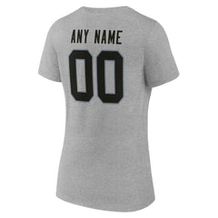 Las Vegas Raiders Women's Team Authentic Personalized Name & Number V-Neck T-Shirt - Gray - NFL