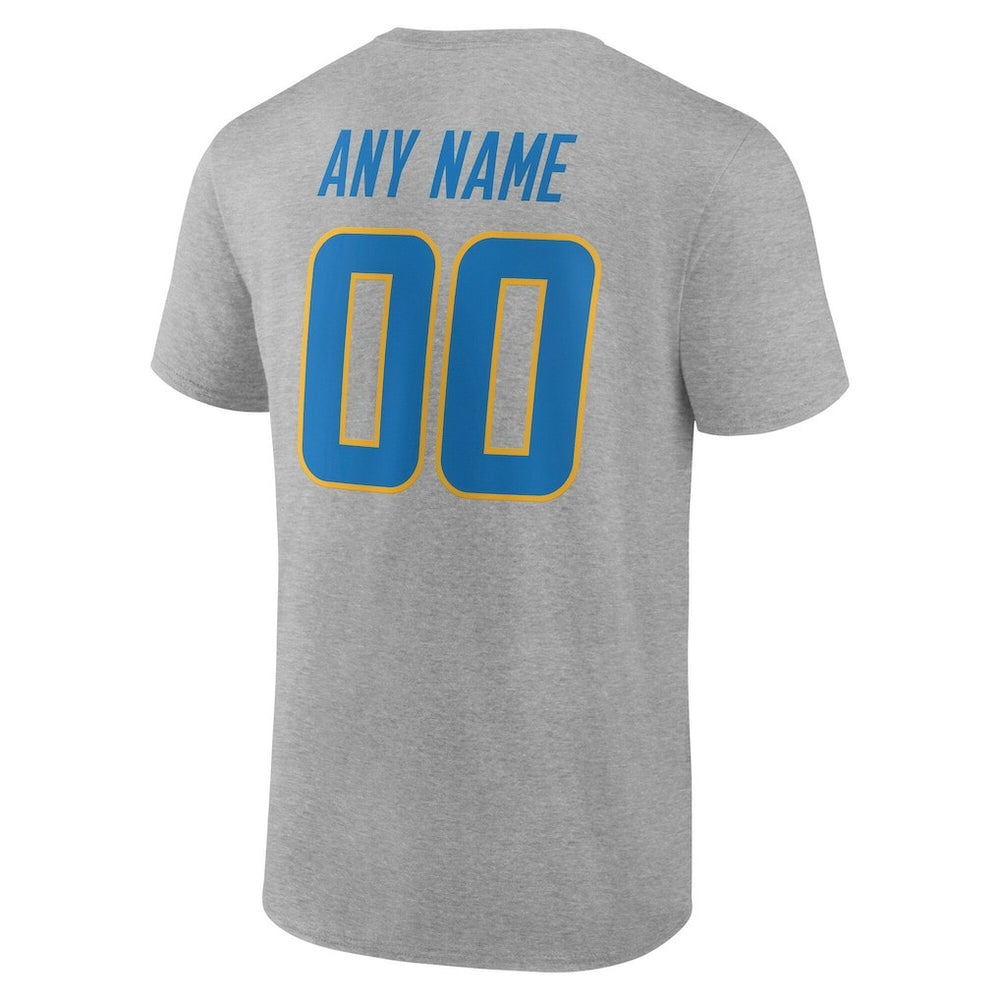 Los Angeles Chargers Team Authentic Personalized Name & Number T-Shirt - Gray - NFL