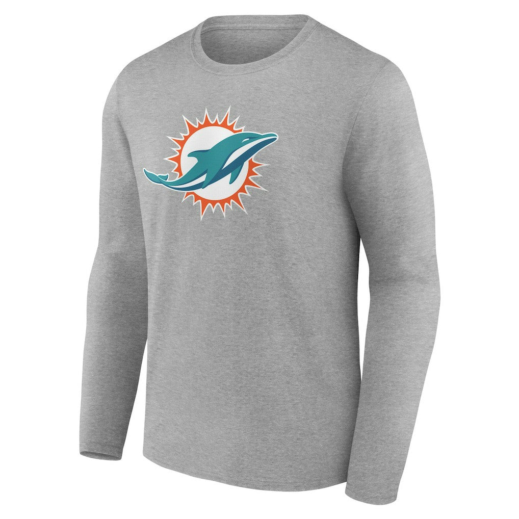 Miami Dolphins Team Authentic Personalized Name & Number Long Sleeve T-Shirt - Gray - NFL