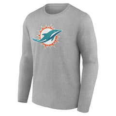 Miami Dolphins Team Authentic Personalized Name & Number Long Sleeve T-Shirt - Gray - NFL