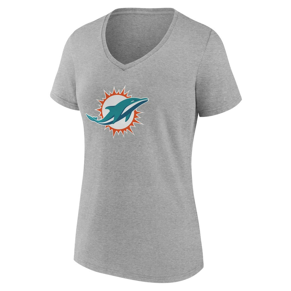 Miami Dolphins Women's Team Authentic Personalized Name & Number V-Neck T-Shirt - Gray - NFL