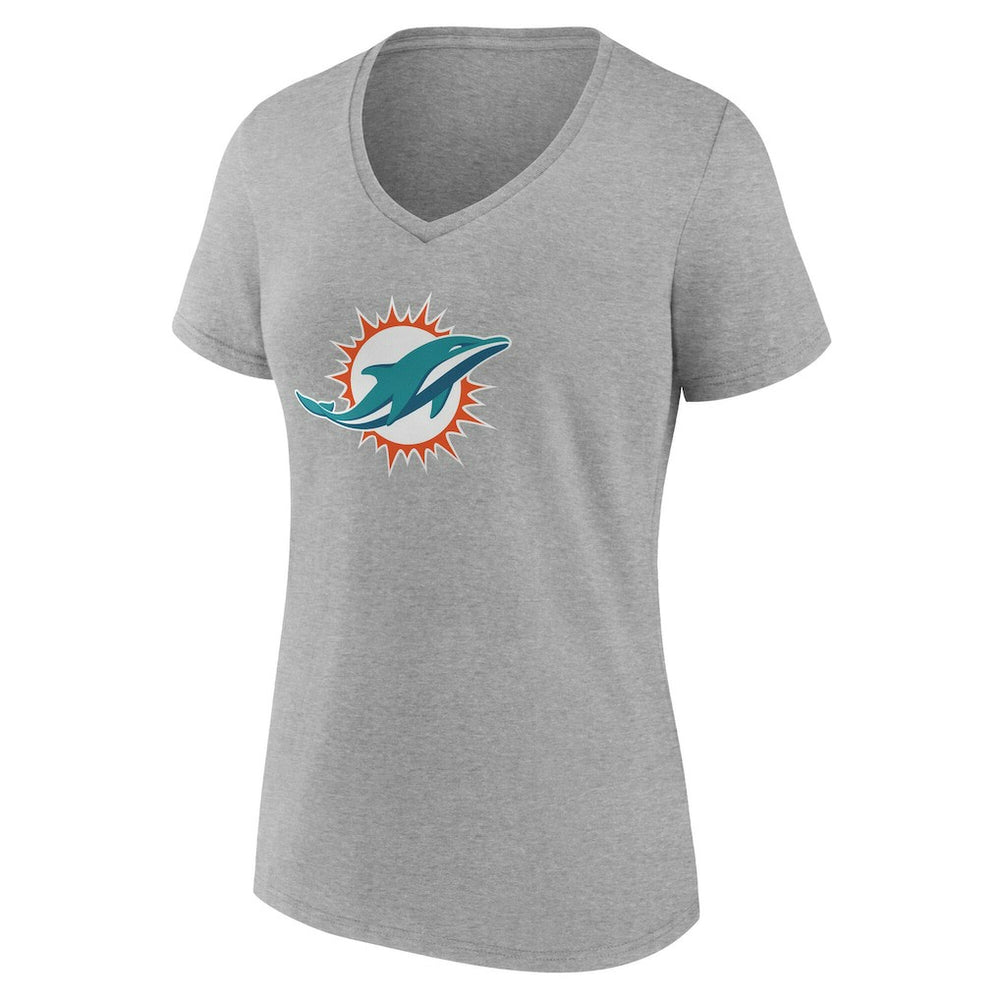 Miami Dolphins Women's Team Authentic Personalized Name & Number V-Neck T-Shirt - Gray - NFL