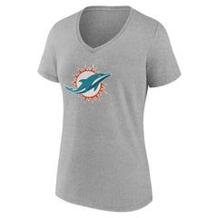 Miami Dolphins Women's Team Authentic Personalized Name & Number V-Neck T-Shirt - Gray - NFL