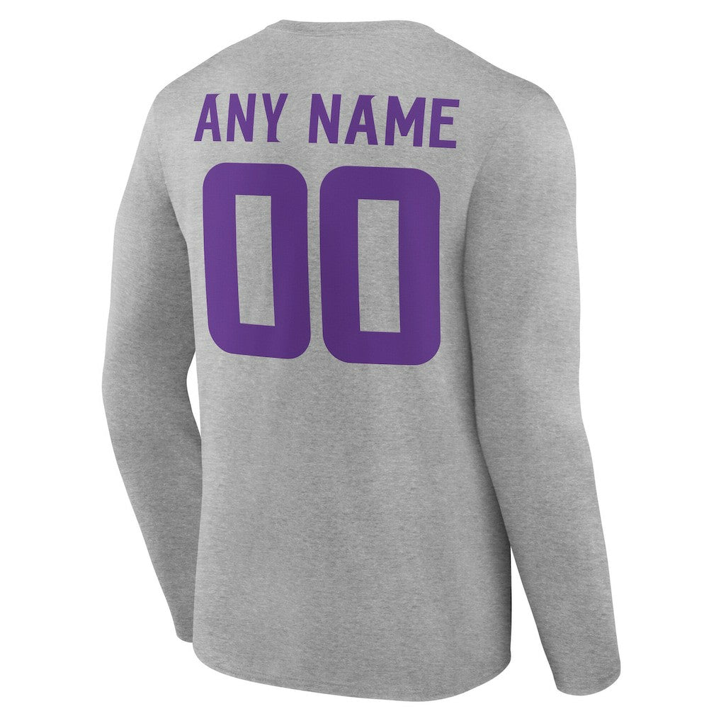 Minnesota Vikings Team Authentic Personalized Name & Number Long Sleeve T-Shirt - Gray - NFL
