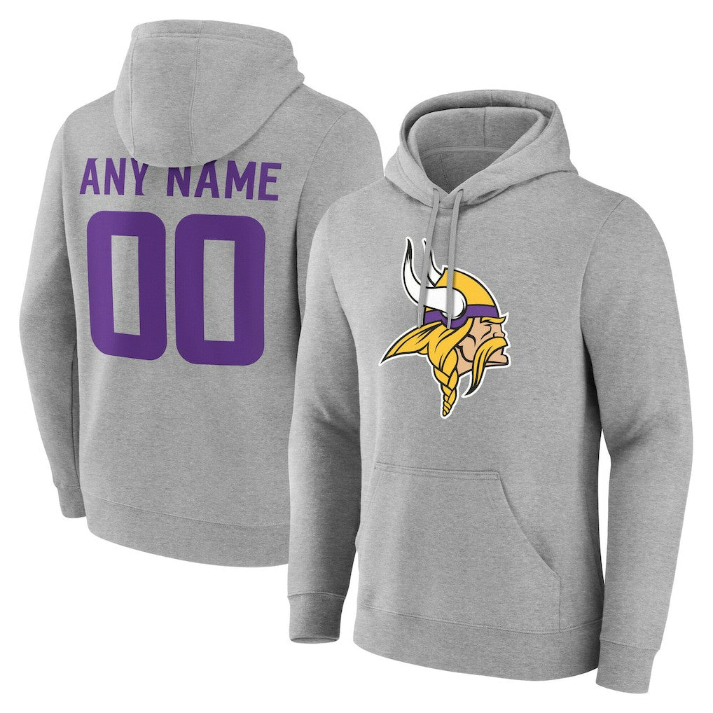 Minnesota Vikings Team Authentic Personalized Name & Number Hoodie - Gray - NFL