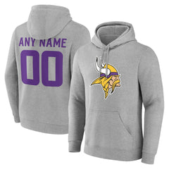 Minnesota Vikings Team Authentic Personalized Name & Number Hoodie - Gray - NFL