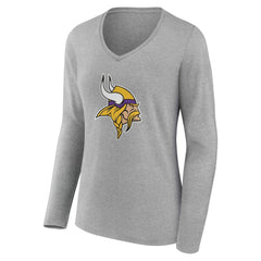 Minnesota Vikings Women's Team Authentic Personalized Name & Number Long Sleeve V-Neck T-Shirt - Gray - NFL