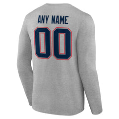 New England Patriots Team Authentic Personalized Name & Number Long Sleeve T-Shirt - Gray - NFL