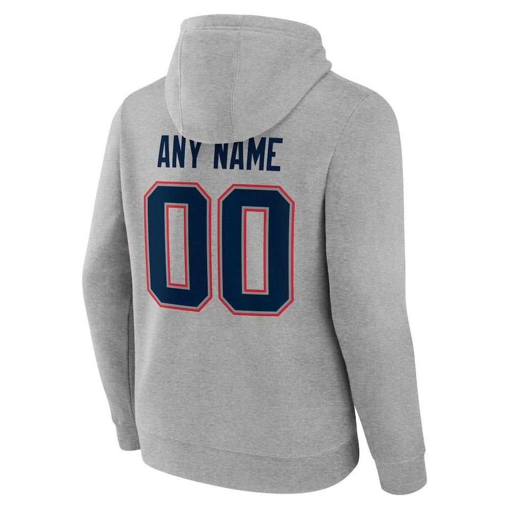 New England Patriots Team Authentic Personalized Name & Number Hoodie - Gray - NFL