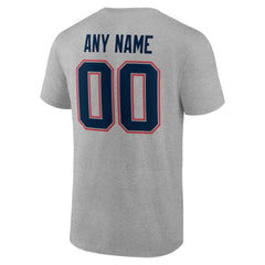 New England Patriots Team Authentic Personalized Name & Number T-Shirt - Gray - NFL
