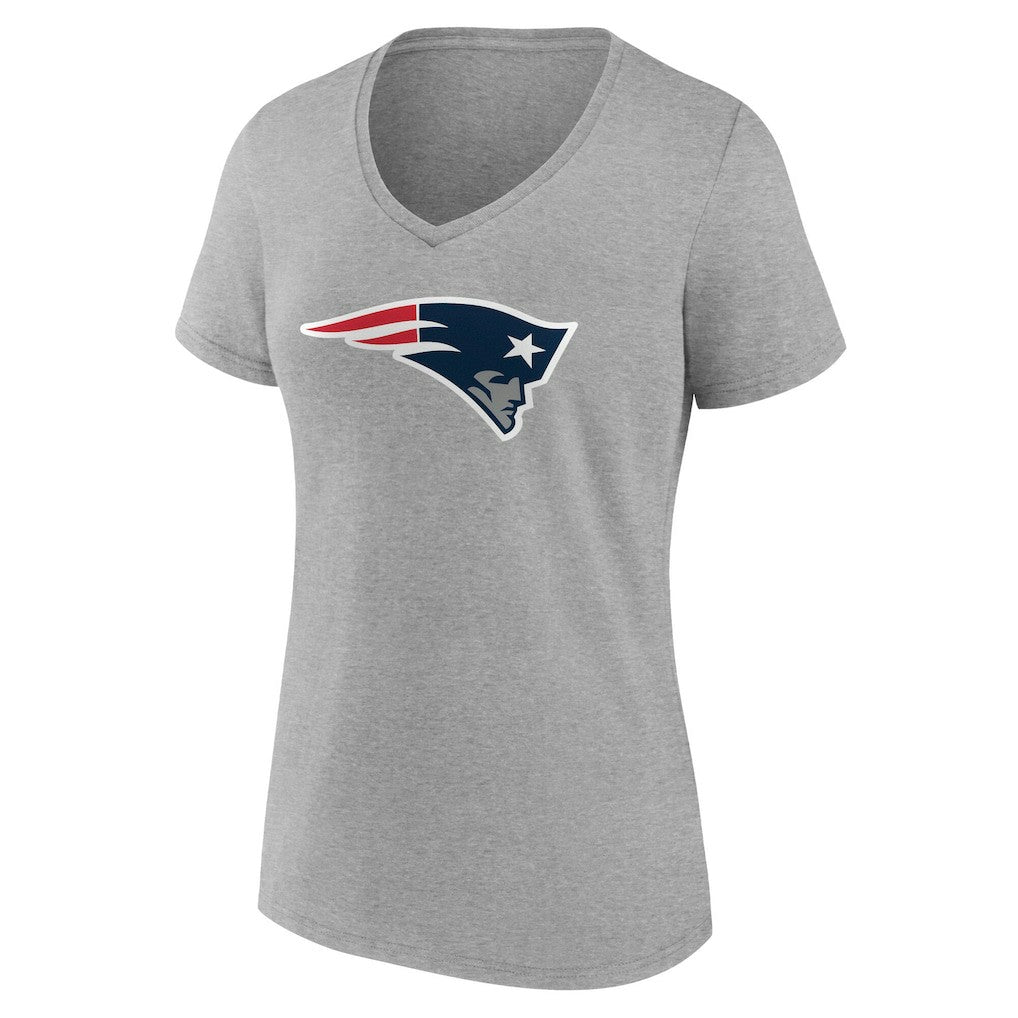 New England Patriots Women's Team Authentic Personalized Name & Number V-Neck T-Shirt - Gray - NFL