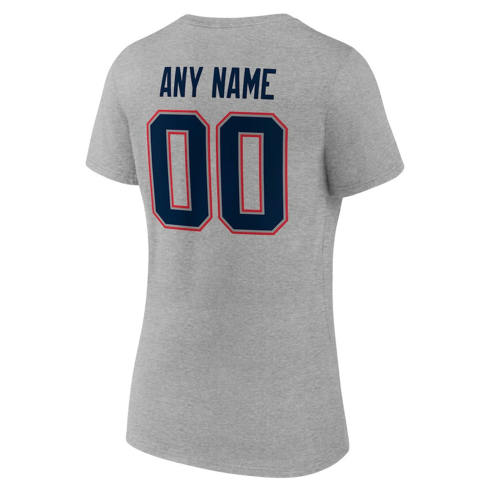 New England Patriots Women's Team Authentic Personalized Name & Number V-Neck T-Shirt - Gray - NFL