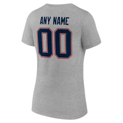 New England Patriots Women's Team Authentic Personalized Name & Number V-Neck T-Shirt - Gray - NFL