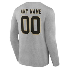 New Orleans Saints Team Authentic Personalized Name & Number Long Sleeve T-Shirt - Gray - NFL