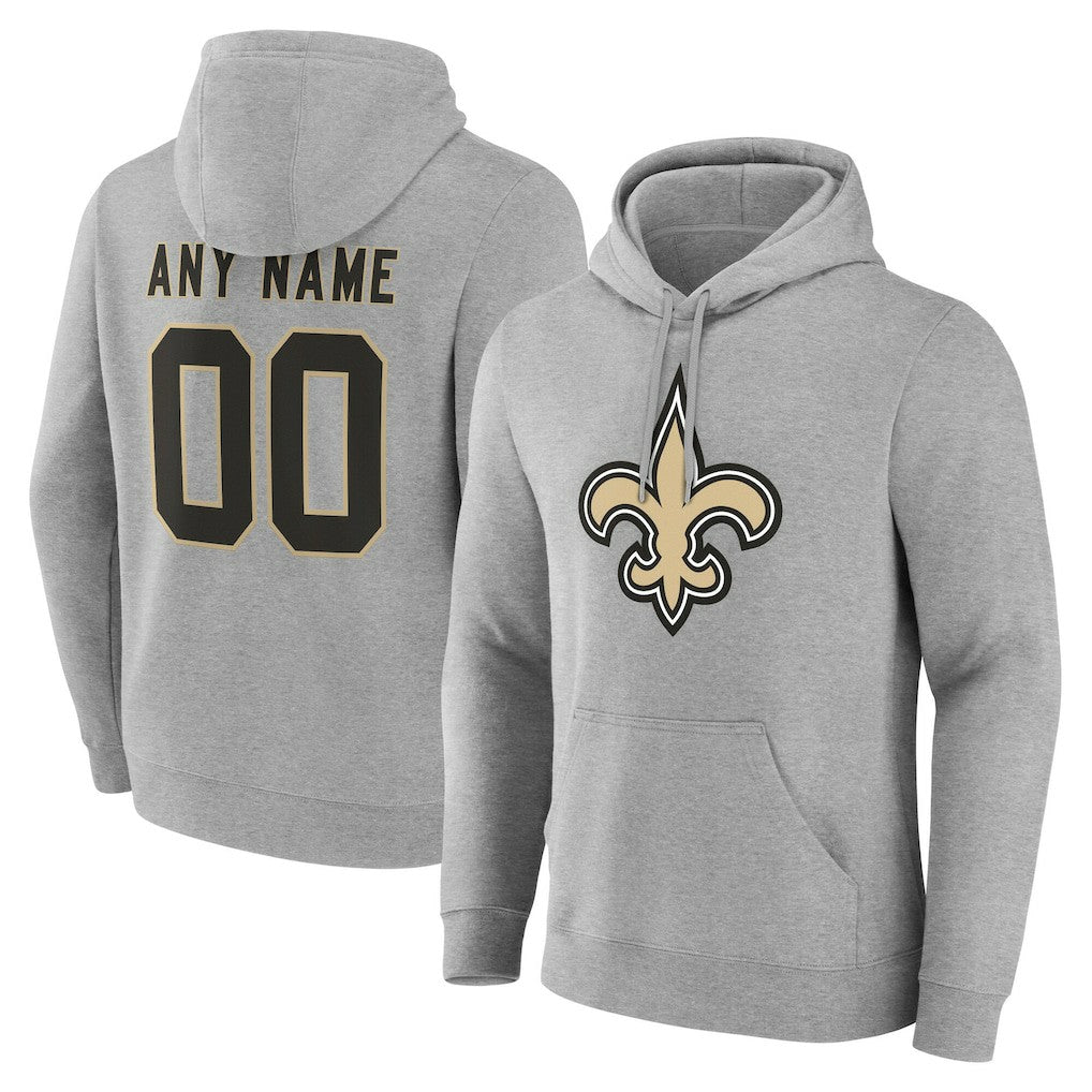 New Orleans Saints Team Authentic Personalized Name & Number Hoodie - Gray - NFL