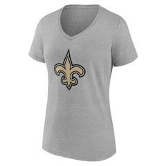 New Orleans Saints Women's Team Authentic Personalized Name & Number V-Neck T-Shirt - Gray - NFL