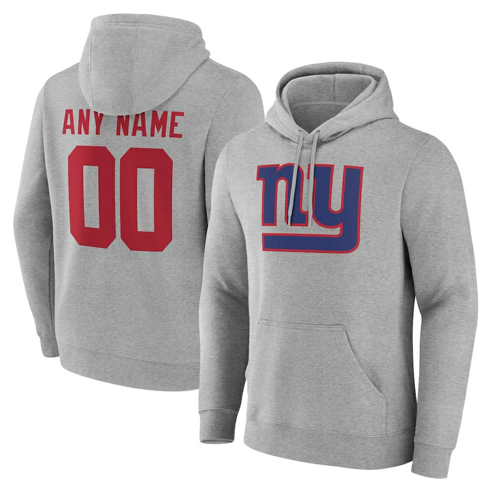 New York Giants Team Authentic Personalized Name & Number Hoodie - Gray - NFL