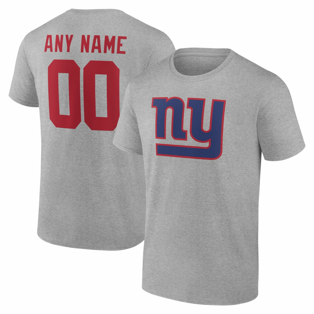New York Giants Team Authentic Personalized Name & Number T-Shirt - Gray - NFL