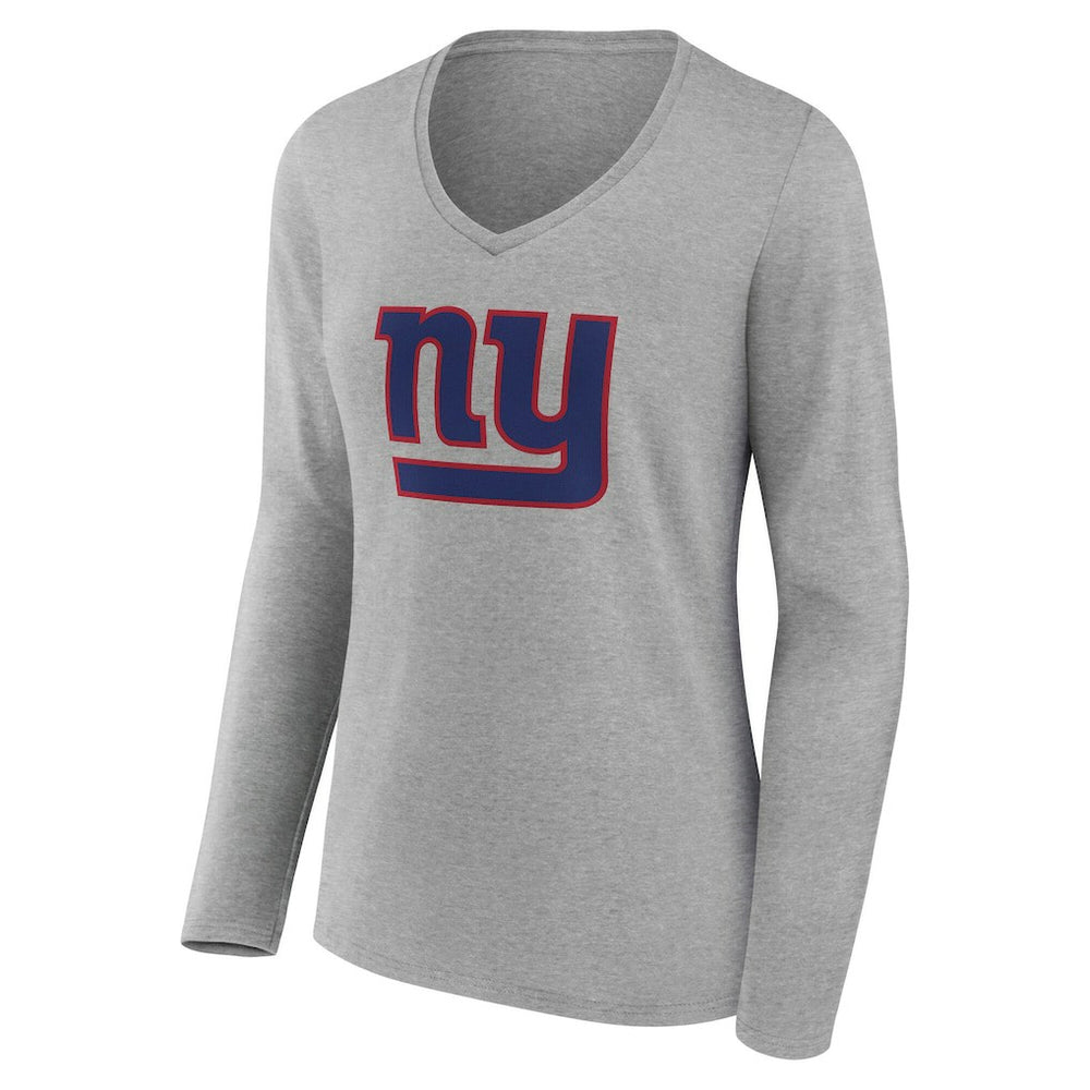 New York Giants Women's Team Authentic Personalized Name & Number Long Sleeve V-Neck T-Shirt - Gray - NFL