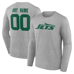 New York Jets Team Authentic Personalized Name & Number Long Sleeve T-Shirt - Gray - NFL